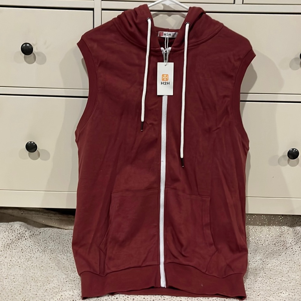 Mens size M hooded sweatshirt vest full zip
